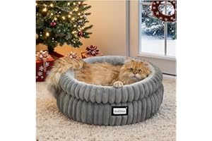 BALANCE Cat Bed Kitten Bed, Washable Round Cat Beds for Indoor Cats, Super Soft Plush Faux Fur Pet Bed for Puppy and Kitten with Anti-Slip Bottom