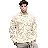 Aran Crafts Unisex Irish Cable Knitted Crew Neck Sweater (100% Merino Wool)