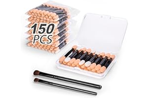 FEBABACI 150 PCS Eyeshadow Applicators Sticks with Container. 2.45' Professional Disposable Eye Shadow Makeup Brushes