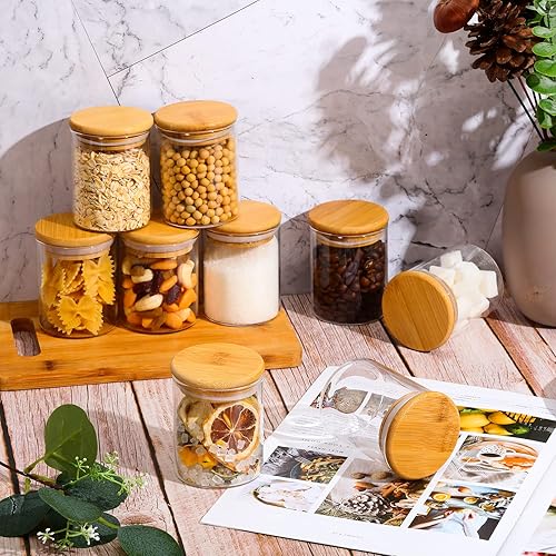 Zubebe 32 Pieces oz Glass Spice Jars with Bamboo Lids and Labels