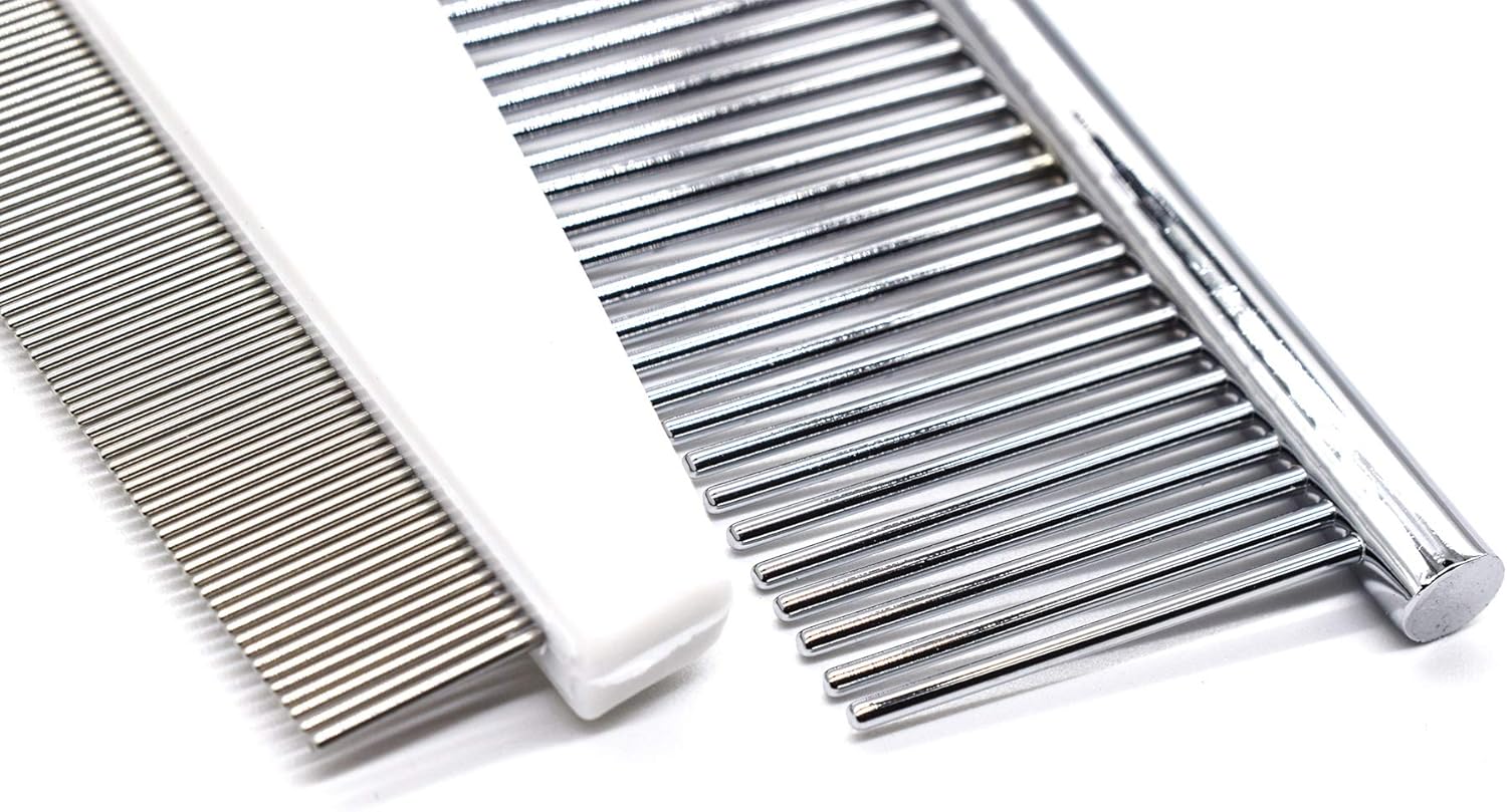 Reviews AUEAR, Set of 2 Dog Cat Grooming Flea Comb Stainless Steel Grooming Comb and Flea Comb