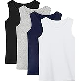 Poroka 4 Pack Toddler Tank Top Boys Cotton Tank Undershirt Kids Sleeveless Undershirts Soft Round Neck Tank Tops