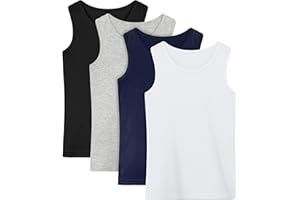 Poroka 4 Pack Toddler Tank Top Boys Cotton Tank Undershirt Kids Sleeveless Undershirts Soft Round Neck Tank Tops