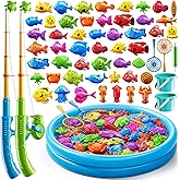 KIZONLY Magnet Fishing Game for Kids 3-5 4-8 - Fish Toys for Kids 3-5, Bathtub Floating Toy Fishing Pole, Water Table Pool with Rod Net, Bath Outdoor Gifts for Toddlers Baby Age 3 4 5 6 7 8 Year Old