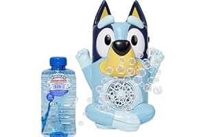 LITTLE KIDS BLUEY NO Spill Musical Bubble Machine | Bubble Toy for Baby, Toddlers and Kids | Amazon Toys Exclusive with 16 oz of Extra Bubble Solution (Bubble Solution Bottle Colors Will Vary)