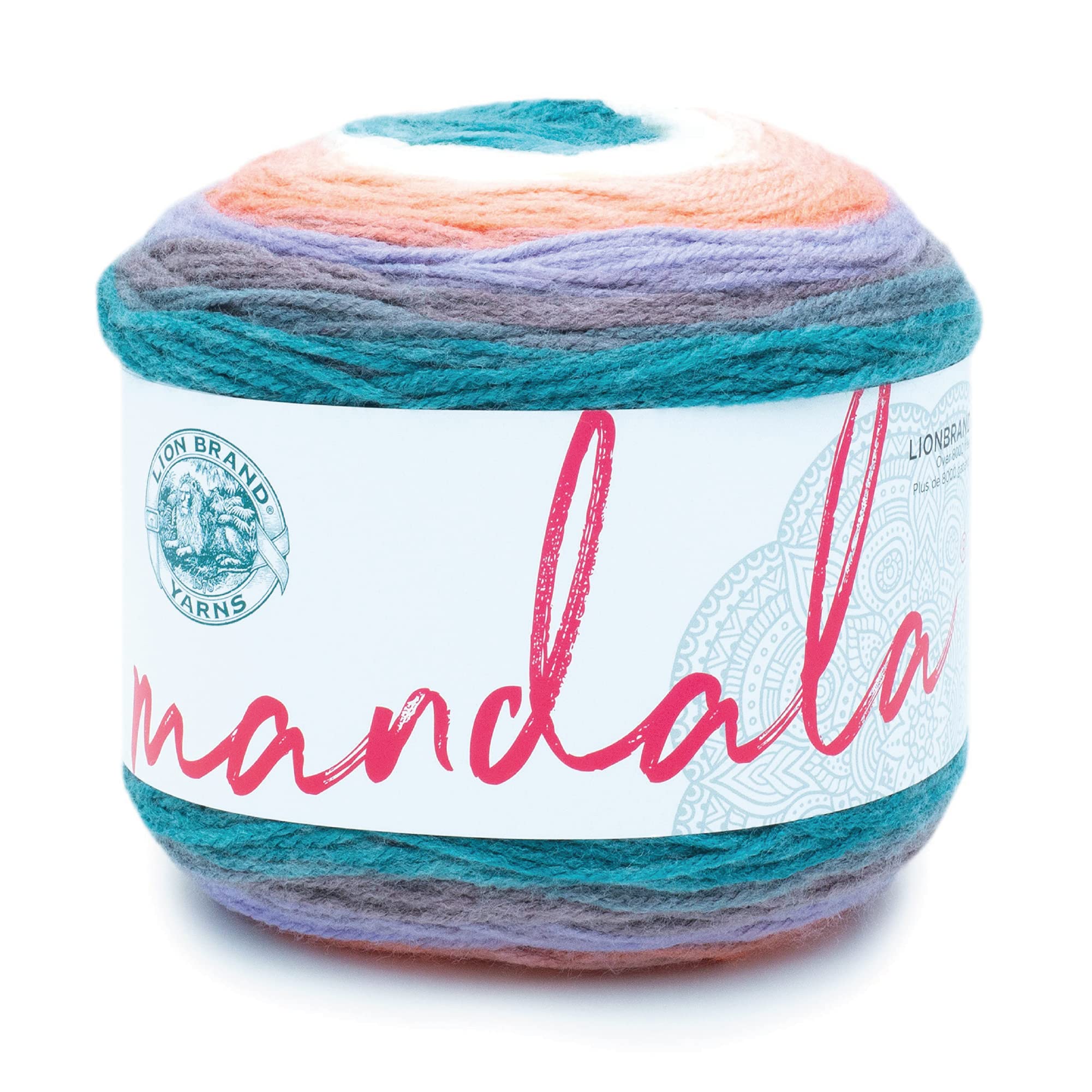Lion Brand Yarn, Mandala DK Lightweight Yarn for Knitting, Crochet, and Crafts, Pegasus, 1 Pack, Self-Striping Acrylic Fiber for Baby Blankets, Multicolor Shawls and Variegated Cardigans
