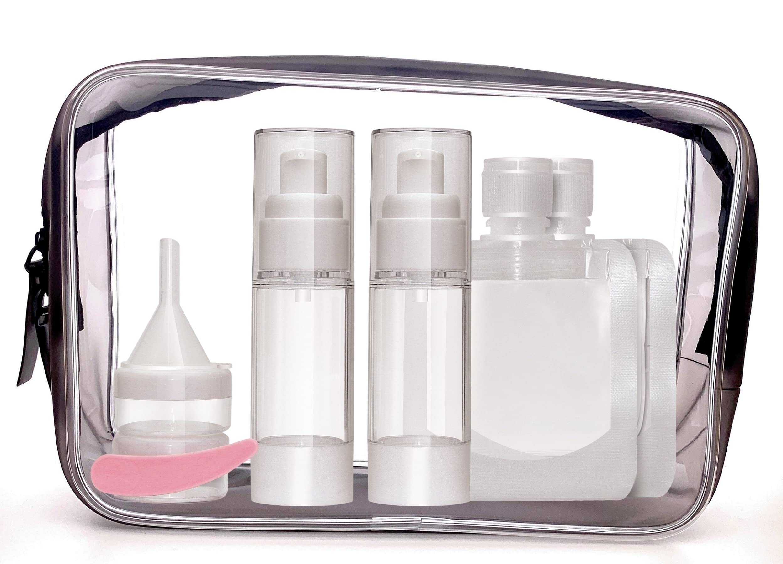 Bosvision TSA Approved Clear Travel Toiletry Bag with 3-1-1 Bottles for Airplane Carry-on, Cruise Travel Essential, Toiletries Cosmetic Pouch, Makeup Bags for Men and Women