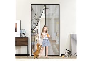 KVVOUBES Screen Magnetic Door Closure Heavy Duty,Self Sealing,King Kong Mesh Outdoor Partition:Bug-Blocking Privacy Screen for Patio,Garden,Pet & Kid Friendly - Easy Install/Black 37x82in