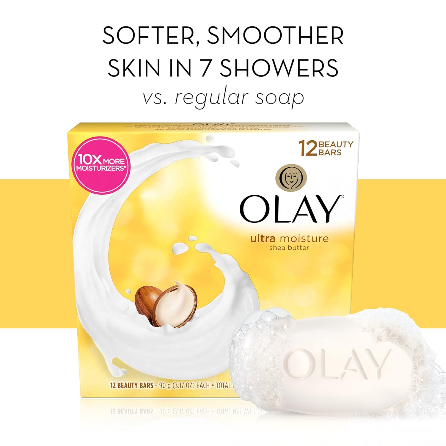 Olay Moisture Outlast Ultra Moisture Beauty Bar with Shea Butter, 3.17 Oz, Pack of 12 : Beauty