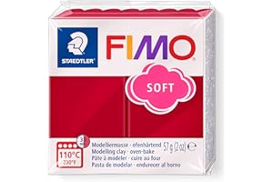 Staedtler FIMO Soft Polymer Clay - -Oven Bake Clay for Jewelry, Sculpting, Crafting, Cherry Red 8020-26, 57 g