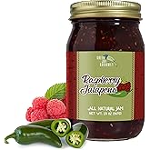 Green Jay Gourmet Raspberry Jalape&ntilde;o Jam &ndash; Sweet &amp; Spicy Gourmet Fruit Preserve &ndash; All Natural Handcrafted Jam &ndash; Perfect for Cheese Boards, Glazes, Toast &amp; Appetizers &ndash; 20 Ounces