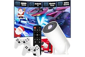 XIXIMENG M300 MAX Mini Projector 36000+ Games 14 Emulators,H713 Chip Portable Projectors with WiFi & BT,Android 11 TV Project
