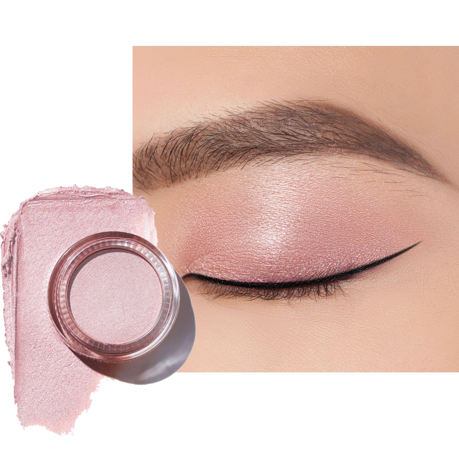 Oulac Shimmer Eyeshadow Pearl Finish| Pink Beige Eyeshadow & Highlighter Duo| Waterproof & Long-Lasting| Longwear Blendable Shimmer Eye Make-up | Vegan | 06g (P03) Seaside — image 1