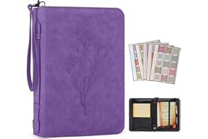 MOSLA PU Leather Bible Covers Case for Men Women Bible Case Large Waterproof Bible Protective with Handle, Bible Carrier Tote Bags with Christian Bible Accessories Gifts (Purple 15#, M)