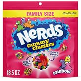 NERDS Gummy Clusters Rainbow Candy, Crunchy &amp; Gummy, 18.5 oz | Crunchy outside gummy inside, resealable family size bag, party candy, snack time, multi-flavor mix