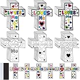 Saysurey 30 Sets Christian Valentines Day Crafts for Kids Religious Jesus Loves Me Color Your Own DIY Sunday School Craft Ornaments for Home Classroom Art Party Activities