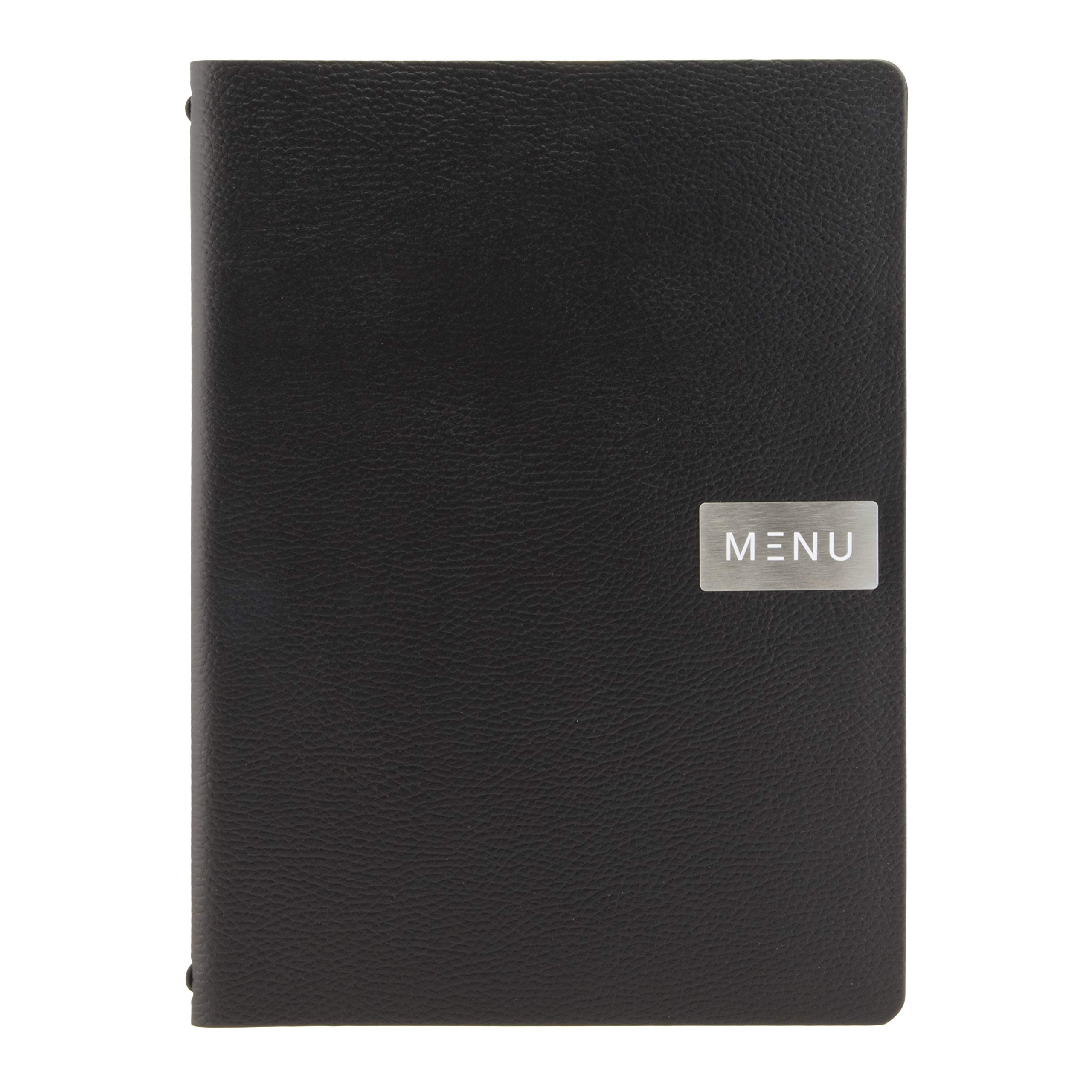 Securit MC-LRA4-RWBL A4 Leather Range Menu Holder - Black