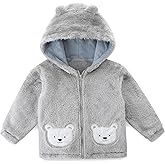 JingleBaBa Unisex Baby Fleece Jacket Winter Sherpa Lined Hoodie For Girls Boys Cute Bear Ear Baby Outerwear 12M-5T