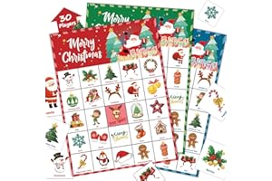 VESPRO 46PCS Christmas Bingo Game Cards for 30 Players Christmas Party Games for Kids Party Classroom Activities