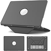 Batianda Premium PU Leather Case for New MacBook Air 13 inch 2025 M4 2024 2022 Model A3240/A3113/A2681 Magnetic Foldable Stand (Holds 20lbs) & Microfiber Lining - Business Protective Cover, Grey