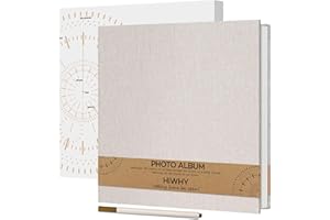 Hiwhy Photo Album Self Adhesive for 4x6 Pictures Scrapbook Album DIY Scrap Book 40 Sticky Pages for Family Wedding Couple with A Metallic Pen Beige