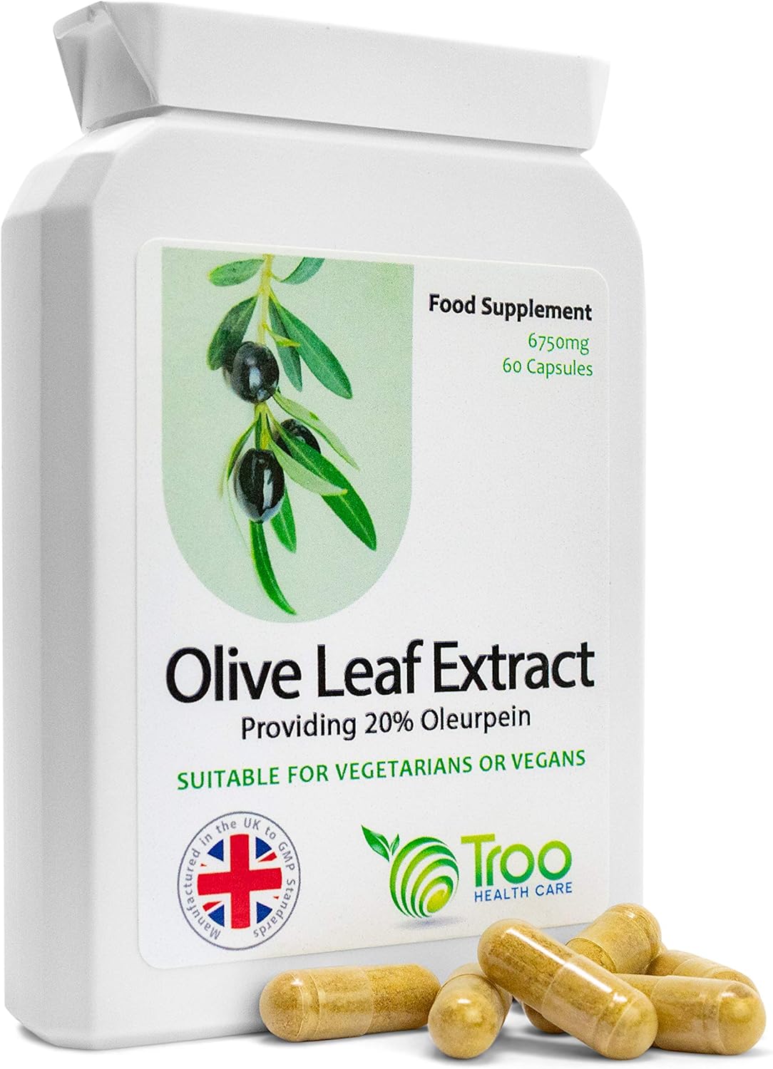 Olive Leaf Extract Supplement (6750mg) 60 Capsules with 20 per Cent