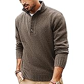 PJ PAUL JONES Mens Pullover Sweaters Quarter Button Sweater Stand Collar Knit Pullovers