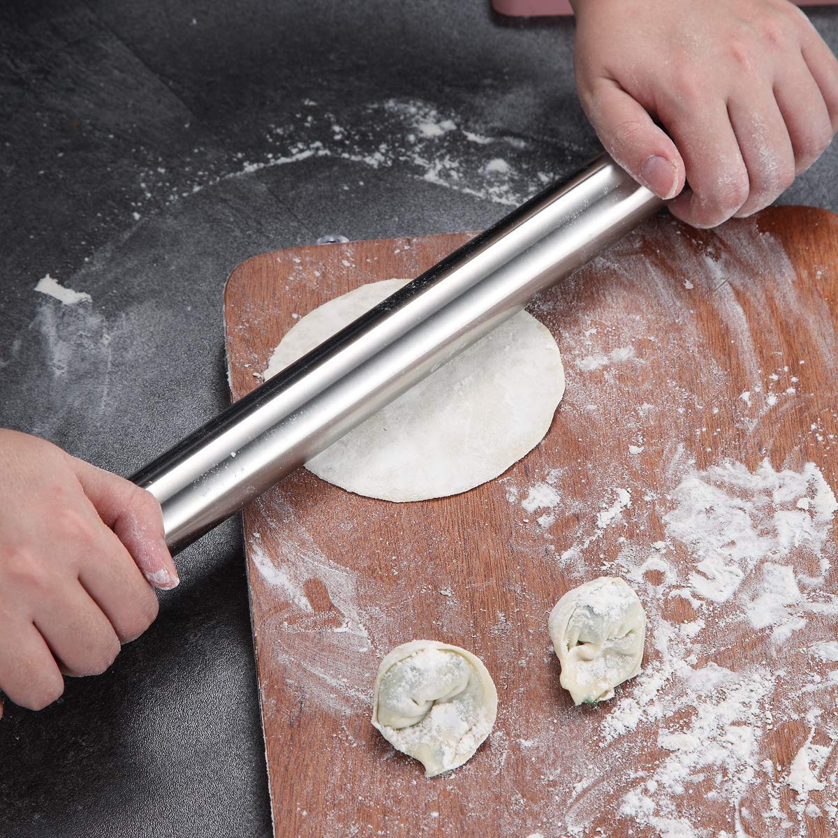 Stainless Steel Rolling Pin, Matte Finish 16.7 Inches, Berglander Rolling Pin For Baking Pizza Dough, Pie, Cookie, Essential Kitchen Utensil Gift Ideas For Bakers.