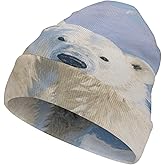 Arctic Polar Bear Winter Beanie for Men Women Cuffed Knit Skull Cap Warm Slouchy Hat for Outdoor White