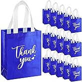 Sweetude 30 Pcs Thank You Gift Bags with Handles Bulk Reusable Goodie Bag Non Woven Foldable Handbag for Christmas Wedding Bridesmaid Gifts(10 x 8 x 4 Inch,Royal Blue)