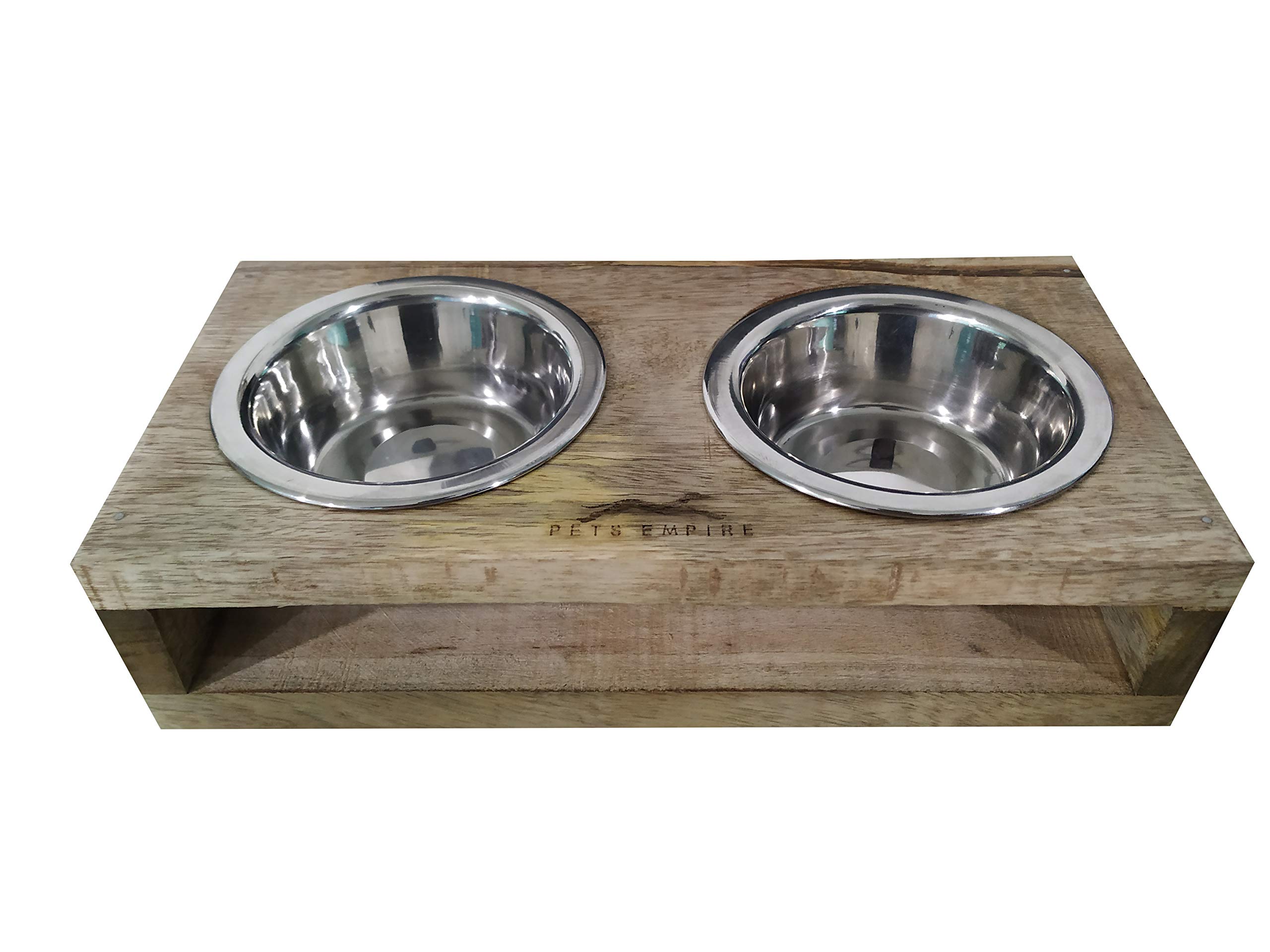 Pets Empire Raised Wood Twin Dog Puppy Feeding Bowl Stand