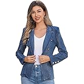Denim Blazer Suit for Women Casual Jacket Button Down Early Spring Fall Work Office Business Blazer