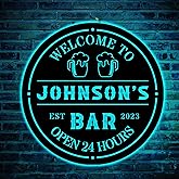 Personalized Bar LED Metal Art Sign Bar Metal Sign Custom Bar Sign Beer Bar Metal Wall Art Beer Mug Cheers Name Sign Bar Pub Decoration