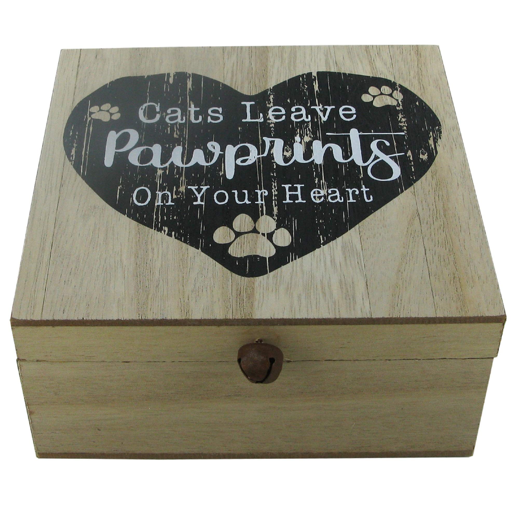 Cat Memory Box Keepsake Cat's Leave Pawprints On Your Heart Ashes Box Wooden