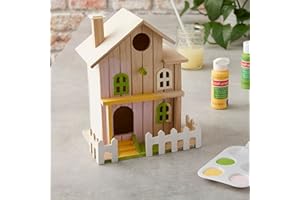 Make Market 8.5" Wooden Two-Story Cottage Birdhouse - Unfinished Hanging Birdhouse Made of 100% Wood, Outdoor Nesting Boxes - 1 Pack