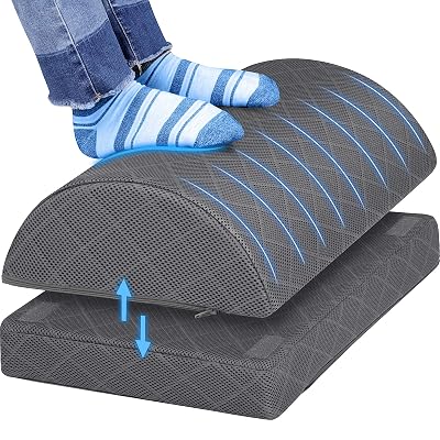 CushZone Foot Rest,Desk & Gaming Accessories,Foot Rest for Under Desk at Work,Comfortable Footrest with 2 Adjustable Heights & Removable Cover, Office Desk Accessories(Gray)
