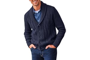 Runcati Mens Shawl Collar Cardigan Sweater Cable Knit Button Down Sweaters Long Sleeve Casual Winter Outwear