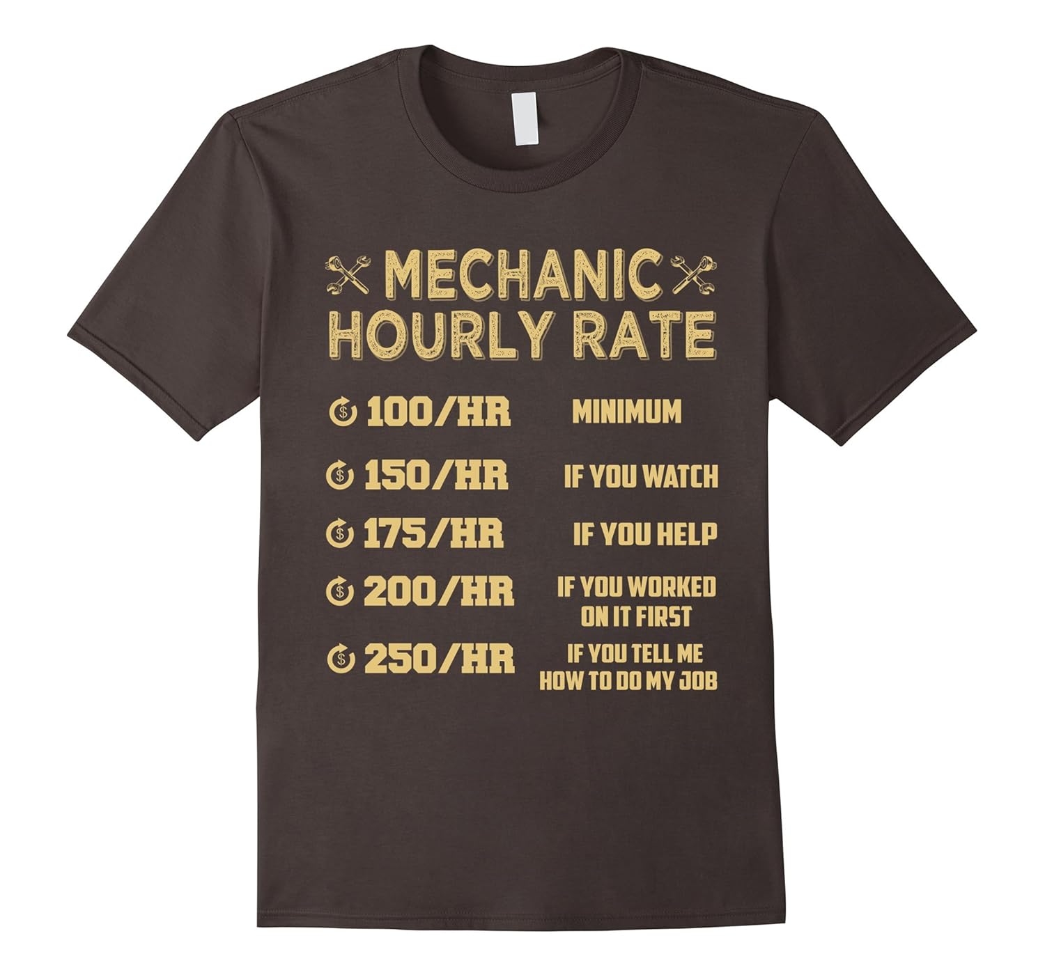 Mechanic Hourly Rate TShirtTovacu