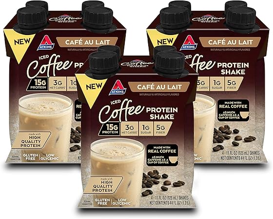 Amazon Com Atkins Iced Coffee Cafe Au Lait Protein Shake With Coffee And High Quality Protein Keto Friendly And Gluten Free 12 Shakes Health Personal Care