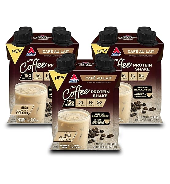 ATKINS CAFÉ AU LAIT ICED COFFEE FLAVORED HIGH...