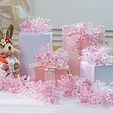 Lakkity 12Pcs Bows for Gift Wrapping, 6 Inch Curly Ribbon Bows, Self Adhesive Burst Gift Bow for Presents,Paper Bag, Baby Shower Favors, Wrapping Accessories, Wedding Decor(Baby pink)