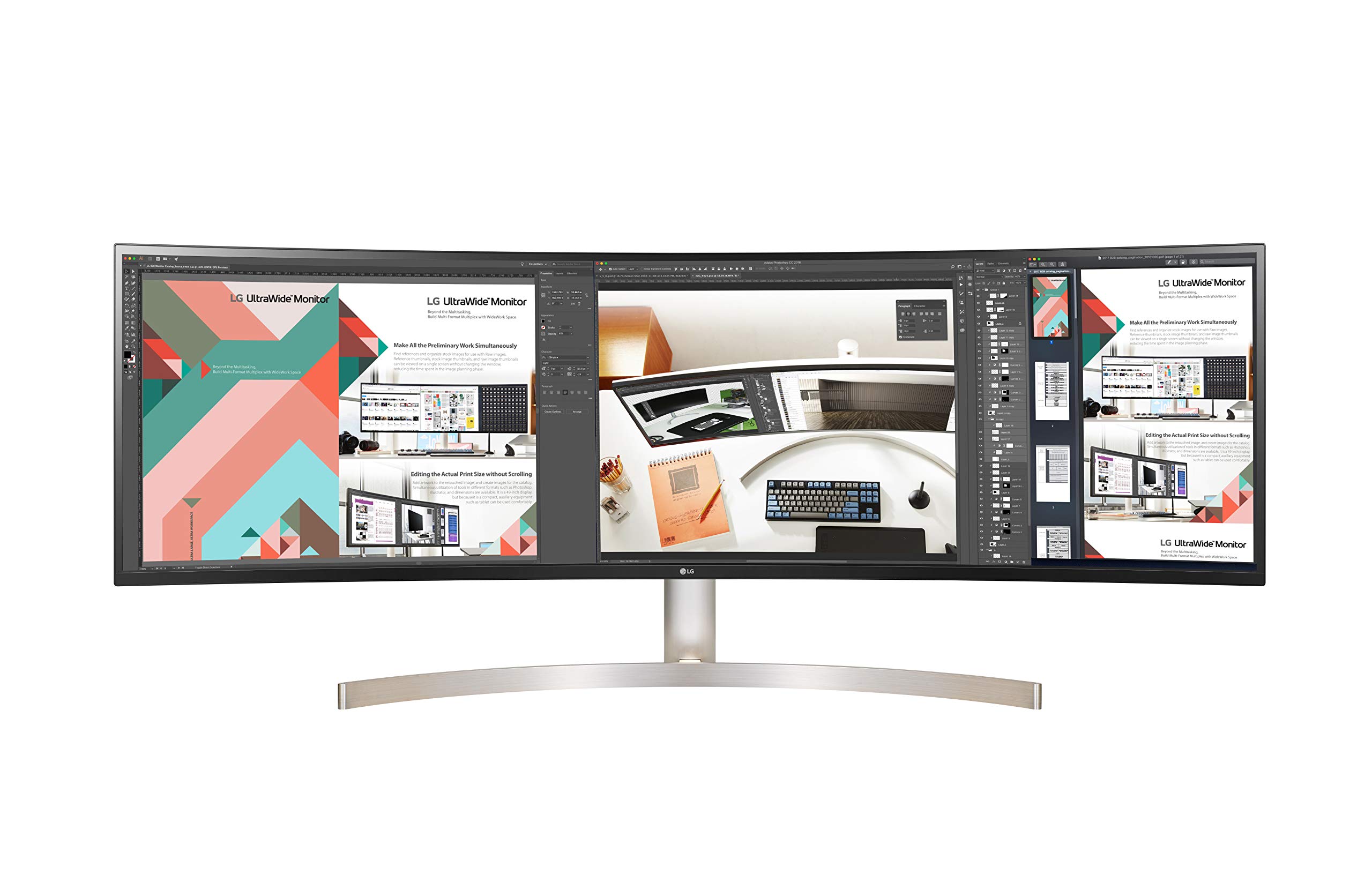 Photo 1 of ****Non-returnable; for parts only. broken *****  LG 49WL95C-WY 32:9 UltraWide Monitor 49" Dual DQHD (5120 x 1440) Curved IPS Display, HDR10, USB Type-C with 85W PD, sRGB 99% Color Gamut, Height/Swivel/Tilt Adjustable Stand - Silver
