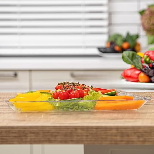 Pack Clear Plastic Serving Trays for Party, x 13 Inch Heavy Duty  Plastic Trays for Food Rectangular Pa