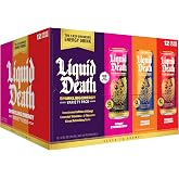 Liquid Death Energy Variety Pack, Zero Sugar Energy Drink, Unextreme Caffeine 100mg, Essential Vitamins, 3 Flavors: Strawberry, Orange, and Murder Mystery, 12 Fl Oz (Pack of 12)