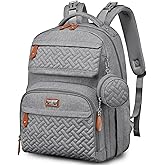 BabbleRoo Diaper Bag Backpack - Travel Large Baby Diaper Bag with Changing pad, Waterproof Baby Bags for Mom & Dad, Unisex Bags with Pacifier Case, Luggage Strap & Stroller Clips– Light Gray