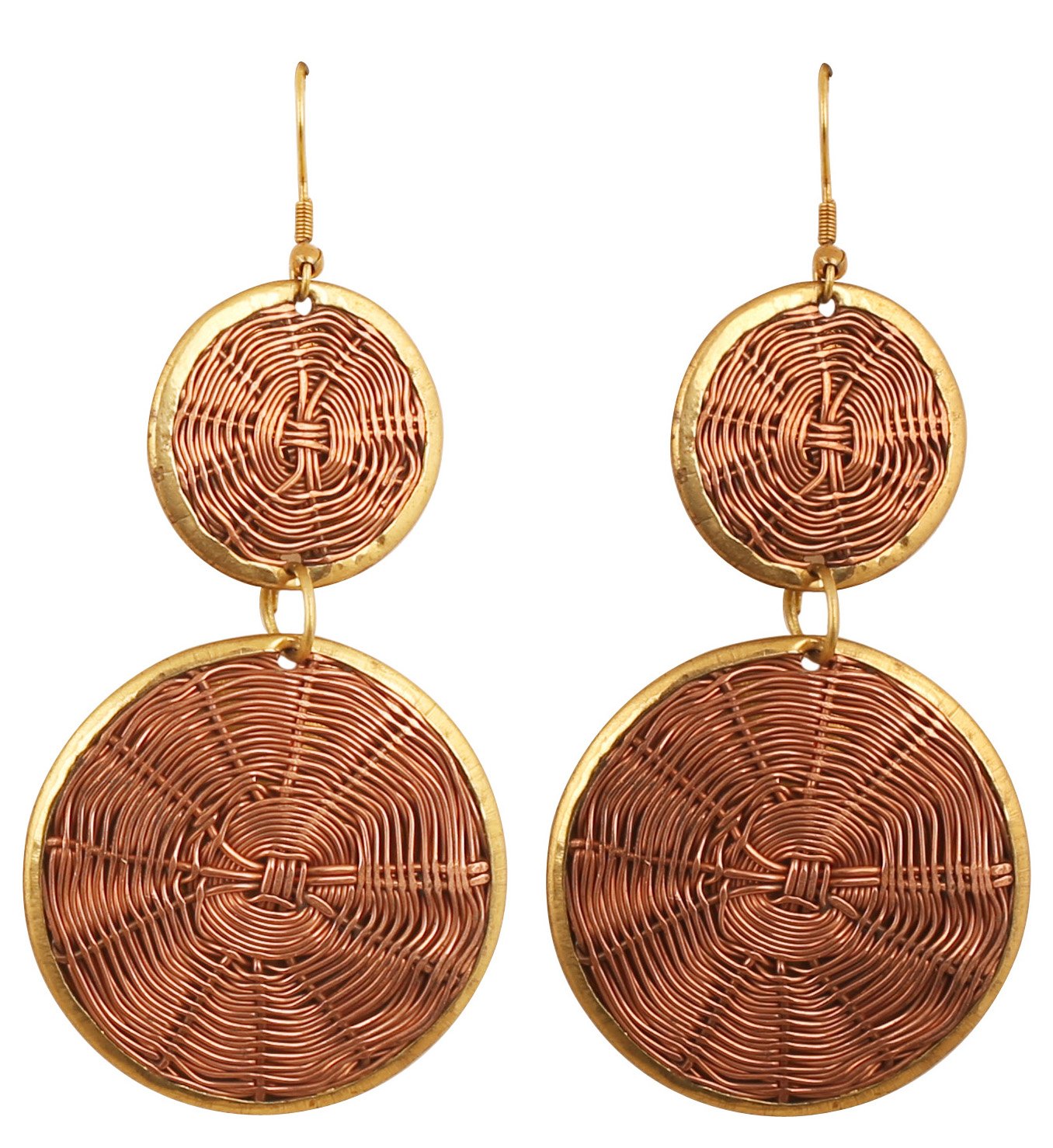 NEW! Touchstone Indian Bollywood Desire Finely Handcrafted Wire Concentric Pretty Look Designer Jewelry Earrings In Antique Copper Tones For Women — image 1