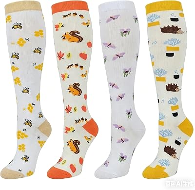 LEOSTEP Compression Socks 20-30 mmHg 4 Pair Men Women Non-Slip Long Tube
