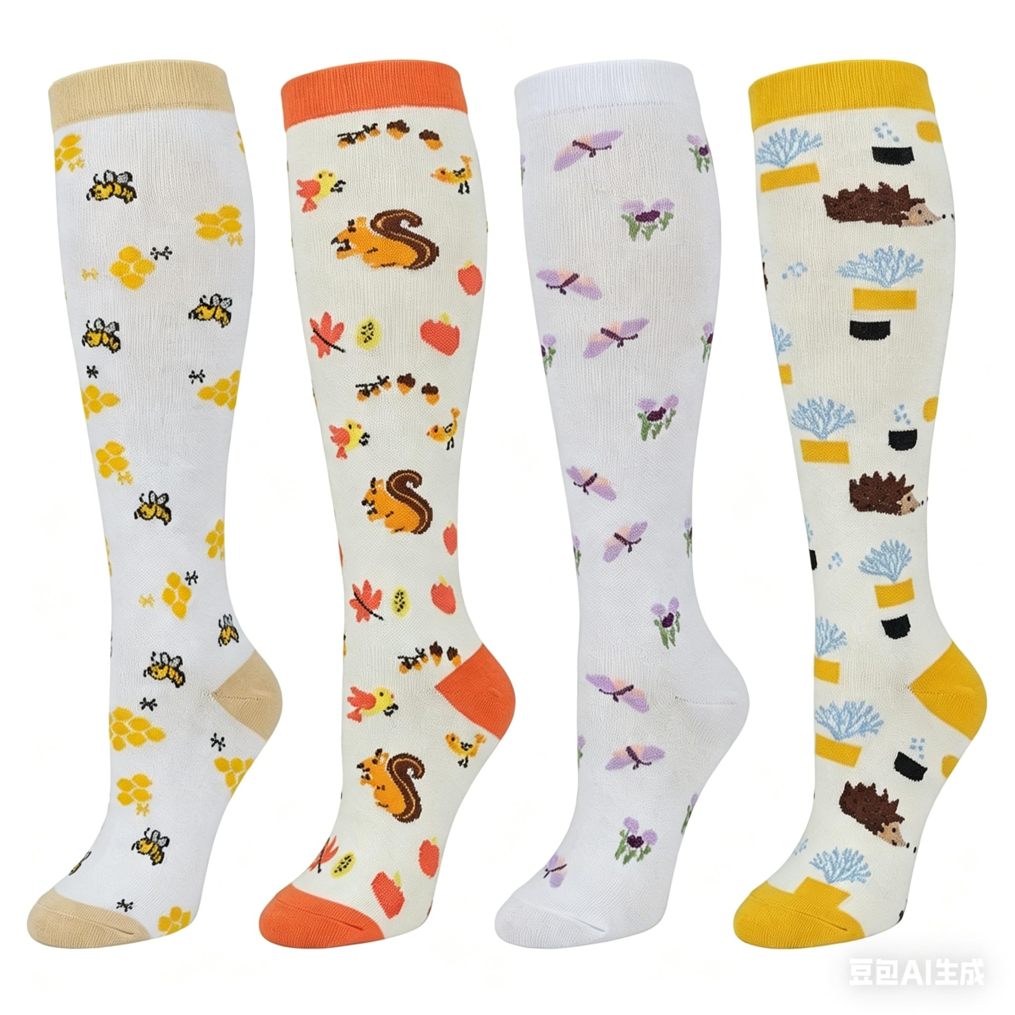 LEOSTEP Compression Socks for Men & Women (4Pair) Non-Slip Long Tube Stocking Ideal for Running,Travel,Flight