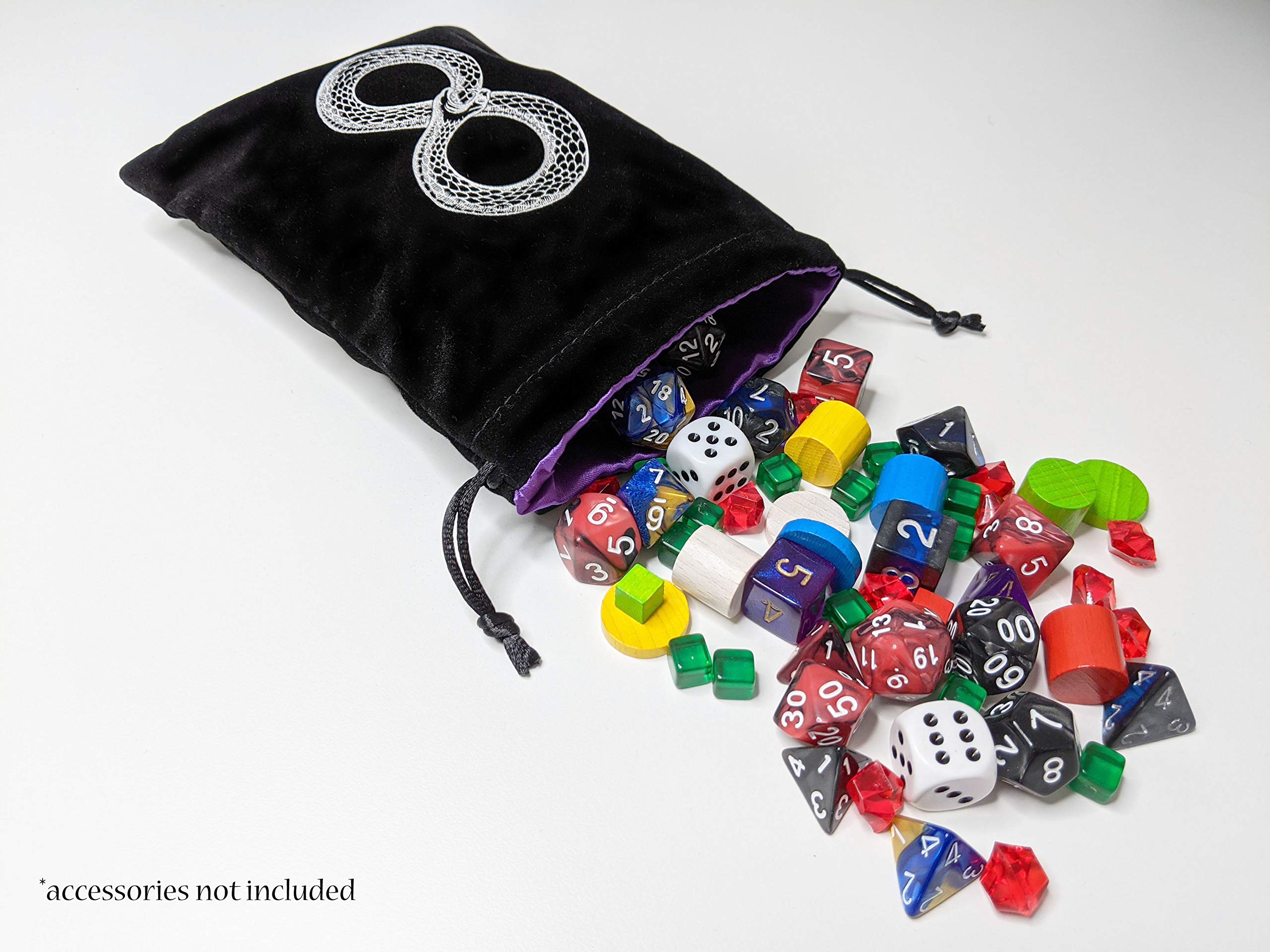 Miriyan Mystical Serpent Tarot & Dice Bag I Velvet & Satin Drawstring Pouch Ideal Size for Tarot Cards & Oracle Cards, DnD, D&D, Dungeons and Dragons Accessories, Runes & Jewelry I Travel & Gift Bag