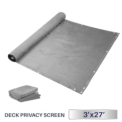 3 x 27, Solid Grey: Windscreen4less Deck Privacy Screen for Backyard, Patio, Balcony, Pool, Porch, Railiing, Gardening, Fence Shield Rails Protection GRE